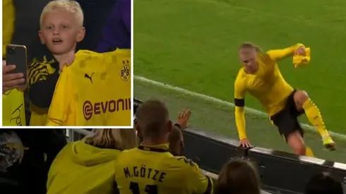 Haaland salta las vallas para regalar su camiseta