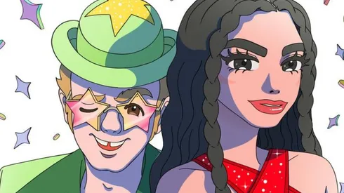Las versiones animadas de Elton John y Dua Lipa.