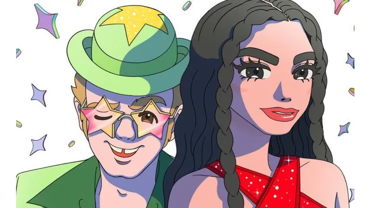 Las versiones animadas de Elton John y Dua Lipa.