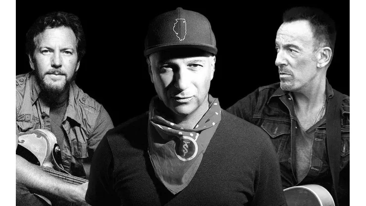 Tom Morello junto a Eddie Vedder y Bruce Springsteen, en una de las imágenes promocionales de Highway to Hell.