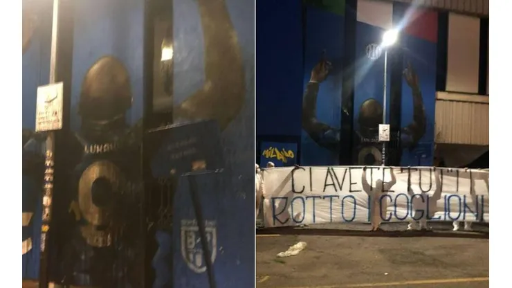 El mural de Lukaku vandalizado