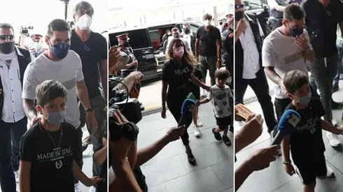 Messi abordó un avión a Francia esta mañana junto a su esposa, hijos y padre.