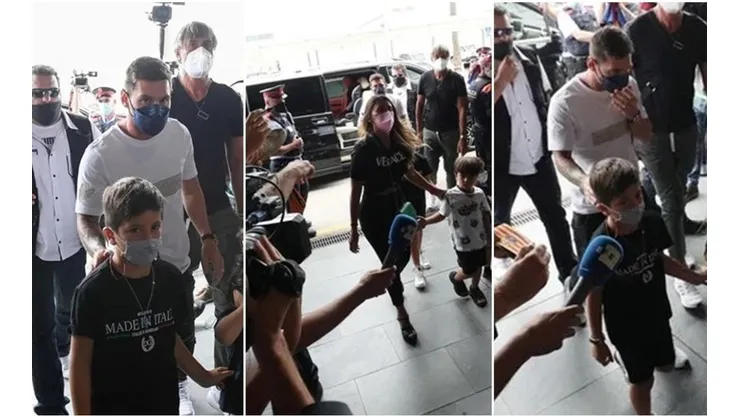 Messi abordó un avión a Francia esta mañana junto a su esposa, hijos y padre.