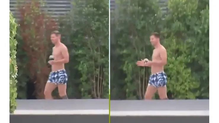 Lionel Messi se relaja en su casa de Barcelona.