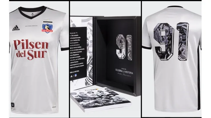La camiseta de Adidas especial viene con un libro del Colo Colo 91'.