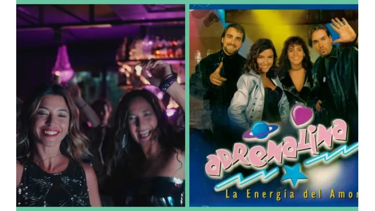 Francisca Merino y Alejandra Herrera en el nuevo spot. Además del afiche original de la teleserie Adrenalina.