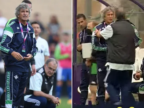El abrazo entre Marcelo Bielsa y Manuel Pellegrini tras el amistoso