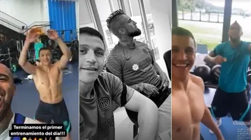 Alexis y Vidal on fire en el entrenamiento del Inter de Milán.