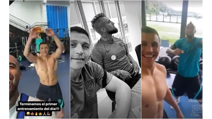 Alexis y Vidal on fire en el entrenamiento del Inter de Milán.