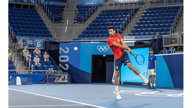 Nole entrenando en Tokio 2020