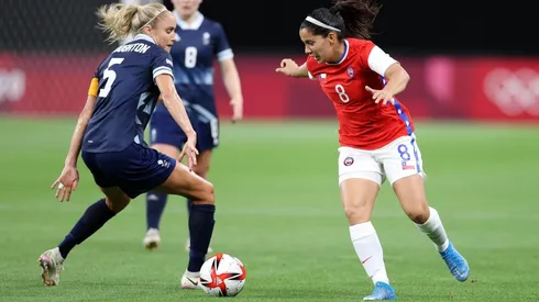 Karen Araya en el duelo de Chile contra Gran Bretaña en Tokio 2020.