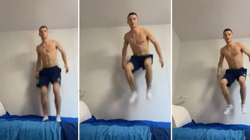 El atleta irlandés hizo ver que las camas son resistentes.