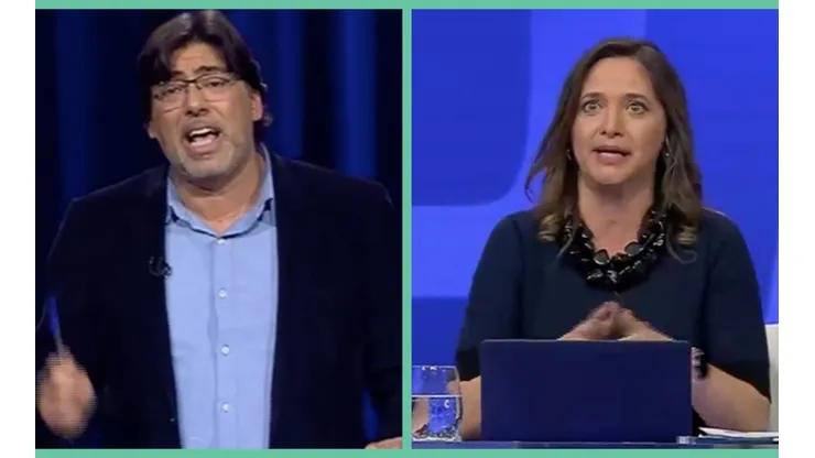 Daniel Jadue y Mónica Pérez en medio del Debate Presidencial Primarias 2021.