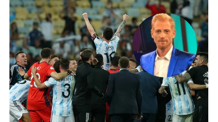 Messi festeja el título de la Copa América junto a sus compañeros