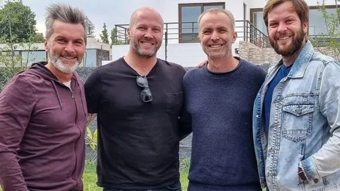 Cristián Sánchez junto a sus hermanos. De izquierda a derecha, el tercero es Aníbal Sánchez.