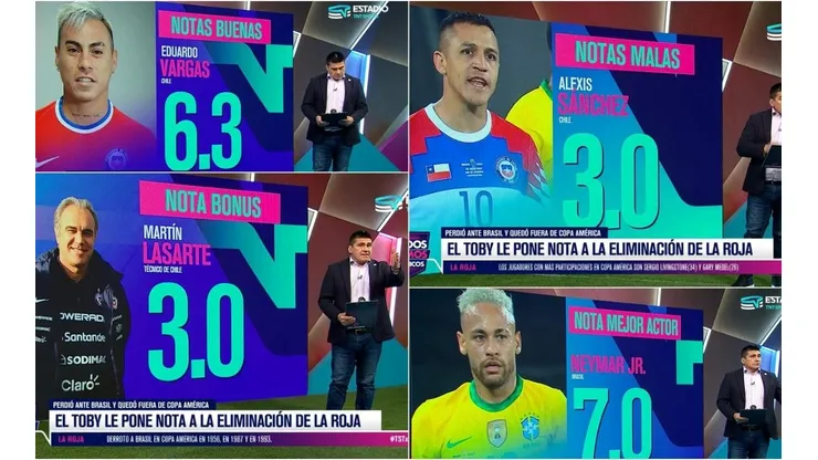 Malas notas del Toby Vega a Alexis y Lasarte contra Brasil.
