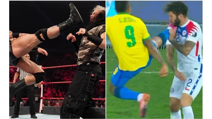 Mena recibió una brutal agresión del brasileño en el 2T entre Chile y Brasil