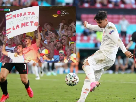 Dedican insólito cartel a Morata que responde con gol del triunfo