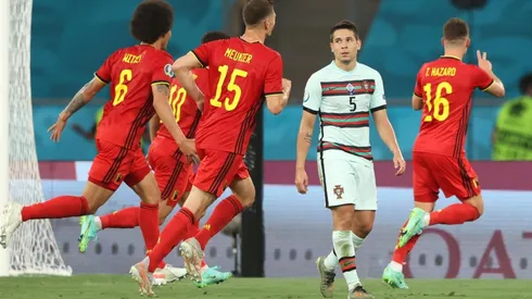 Thorgan Hazard celebra su gol ante Portugal