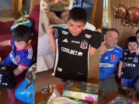 Niño vestido de la U es viral al recibir la polera de Colo Colo