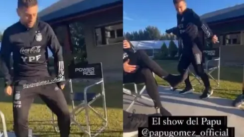 Papu Gómez se lució tirando unos pasos con sus compañeros de selección