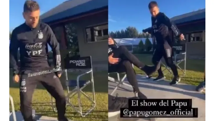 Papu Gómez se lució tirando unos pasos con sus compañeros de selección