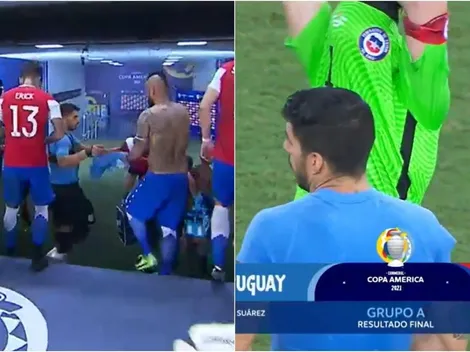 ¡Deja una, Luisito! Suárez cambia camisetas con Bravo y Vidal