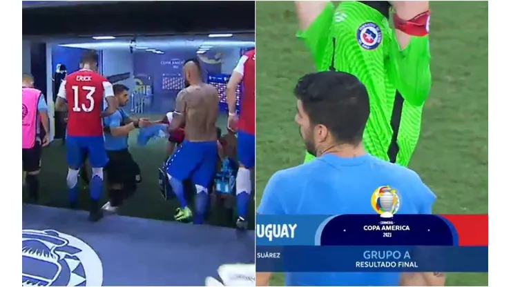 ¡Déjate una, Lucho! Suárez se llevó las camisetas de Bravo y Vidal.