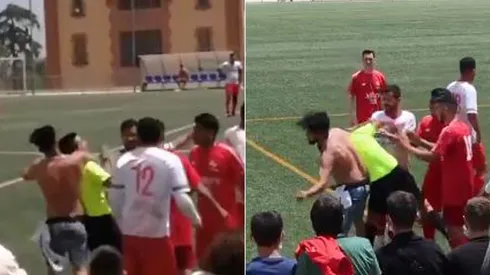 El momento en que el árbitro es agredido por un aficionado