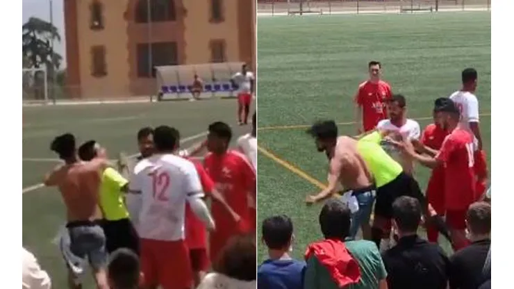 El momento en que el árbitro es agredido por un aficionado