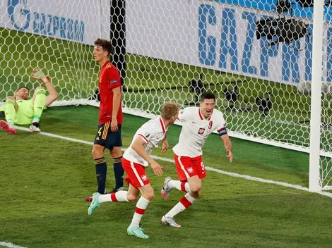 Gol de Lewandowski a España, que falla un penal importante
