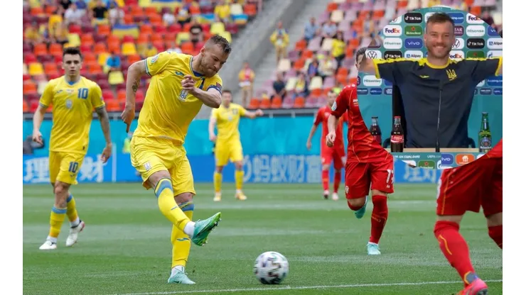 Andriy Yarmolenko se mofó del gesto de Cristiano Ronaldo.