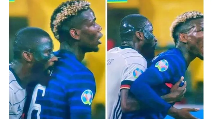 El momento en que Rudiger pone sus dientes en la espalda de Pogba