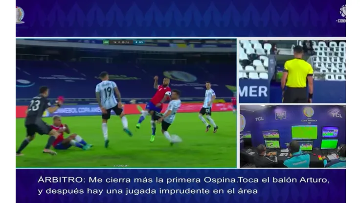 El VAR acusó el penal contra Arturo Vidal ante Argentina