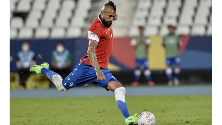 Arturo Vidal contra Argentina en el empate 1-1 por la Copa América.