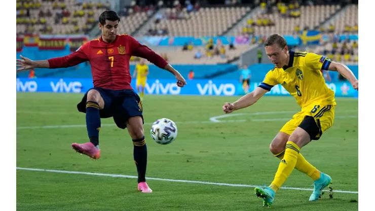 Álvaro Morata tuvo la oportunidad más clara de España ante Suecia.