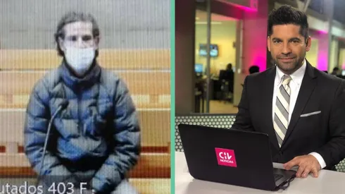 Dante Poli en su formalización y Karim Butte en su antiguo trabajo en Chilevisión.