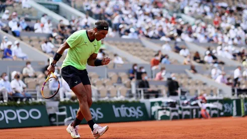 Rafa Nadal celebrando, como siempre, en París