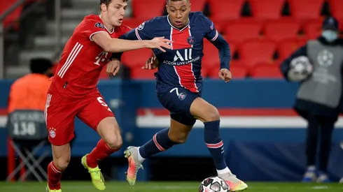 Mbappé enfrentando al Bayern Munich en Champions League