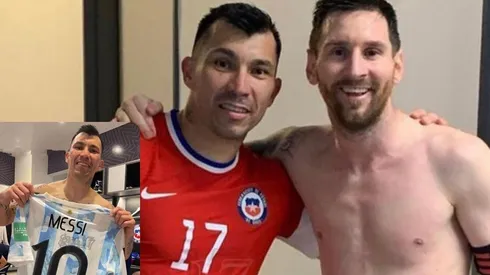Gary Medel y Lionel Messi se reencontraron en los camarines.