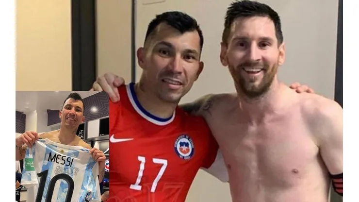 Gary Medel y Lionel Messi se reencontraron en los camarines.