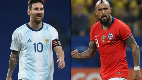 Lionel Messi de Argentina (izq) y Arturo Vidal de Chile (Foto: Getty).