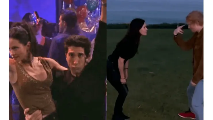 Ed Sheeran y Courteney Cox recrean divertida rutina de baile de Friends