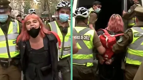 Camila Moreno en el momento preciso de su detención.