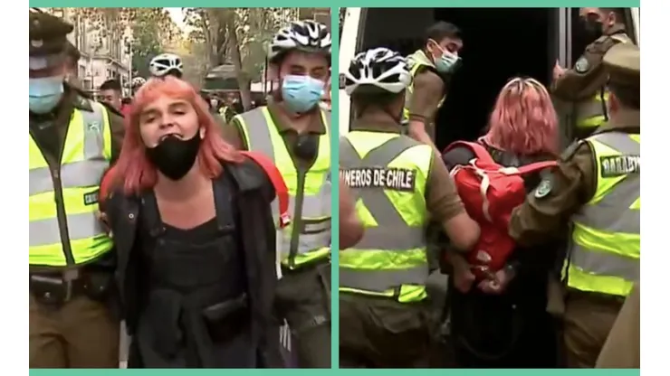 Camila Moreno en el momento preciso de su detención.
