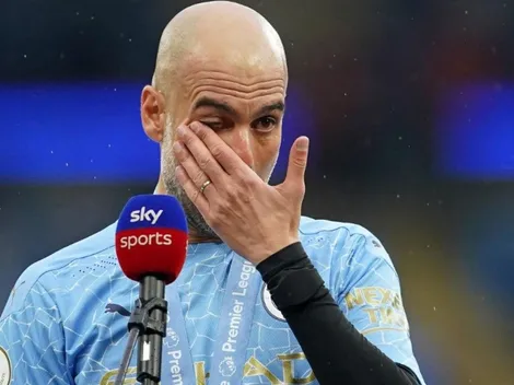 Pep Guardiola llora en la despedida del Kun Agüero