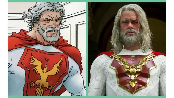 A la izquierda, Utopian en el cómic creado por Mark Millar. A la derecha, el Utopian de Josh Duhamel para la serie El Legado de Júpiter.