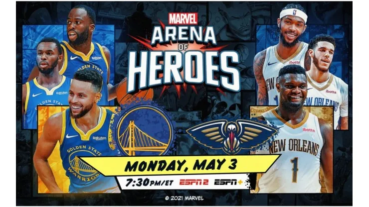 Stephen Curry junto a otros destacados jugadores, interactuaran con los héroes de Marvel más emblemáticos, en el duelo de New Orleans Pelicans vs. Golden State Warriors