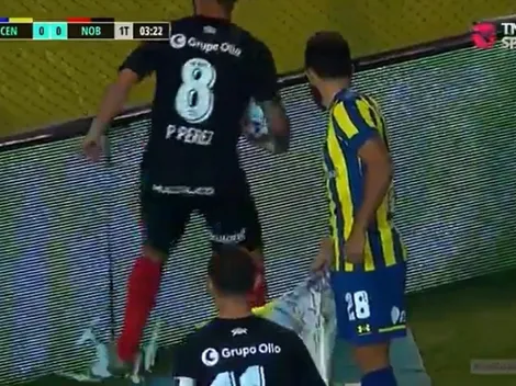 Pablo Pérez enfurece y pisotea un dron en el Clásico de Rosario