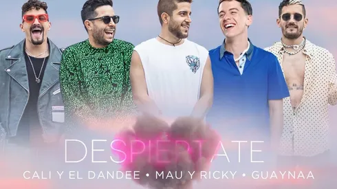 Cali y el Dandee junto a Guaynaa, Mau y Ricky en la imagen promocional de Despiértame.